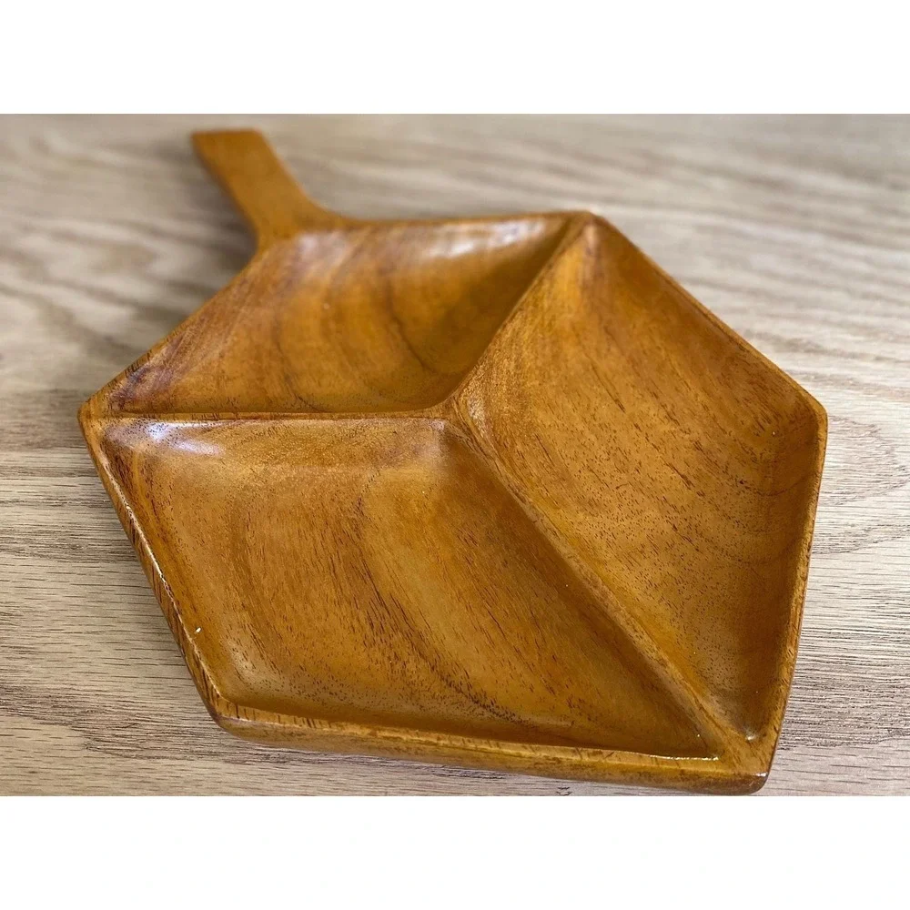 Wooden plate appetizer-Vintage Haitian‎ Wood Genuine Taverneau.